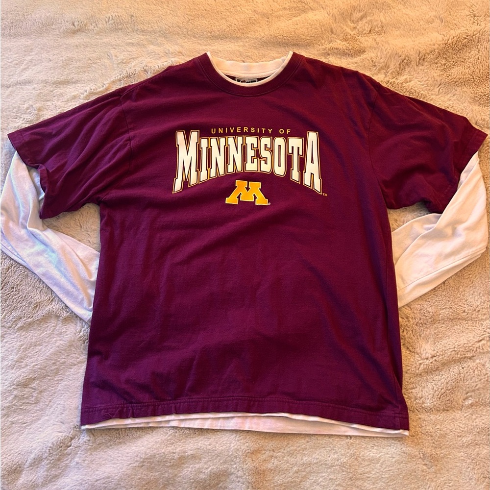 Minnesota Gophers Mens Shirt Large Layered Champion Maroon Gold NCAA Football